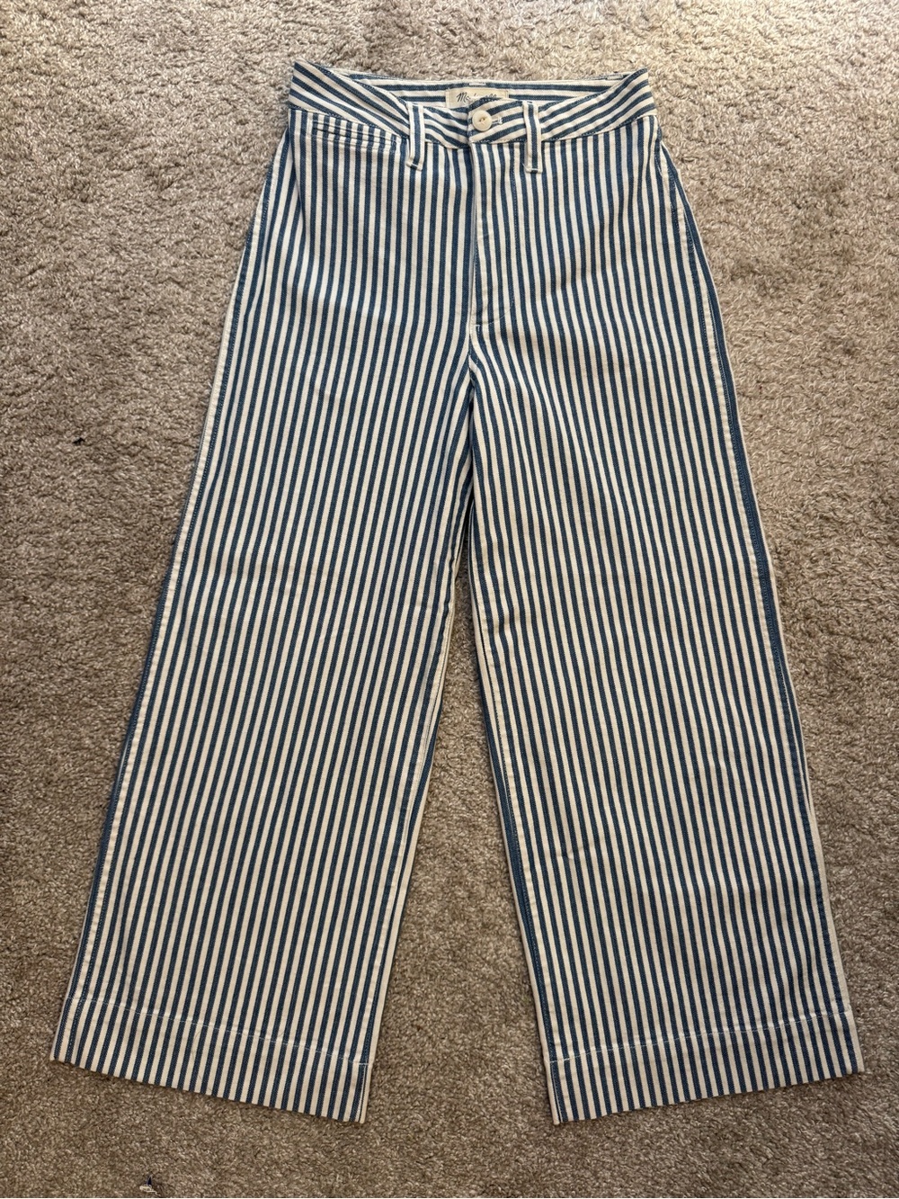 Madewell Wide Leg Crop Railroad Stripe Pants 24